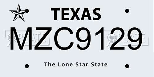 MZC9129 Texas License Plate