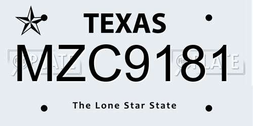 MZC9181 Texas License Plate