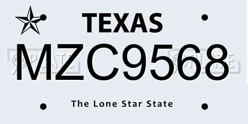 MZC9568 Texas License Plate