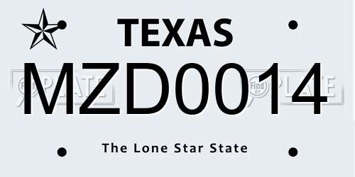 MZD0014 Texas License Plate