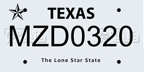 MZD0320 Texas License Plate