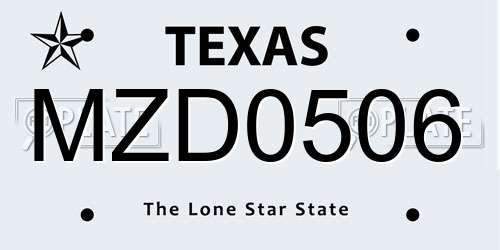 MZD0506 Texas License Plate