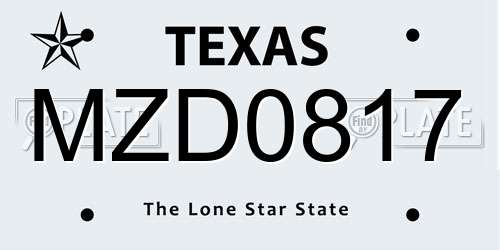 MZD0817 Texas License Plate