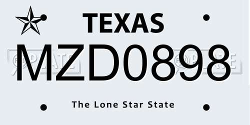 MZD0898 Texas License Plate