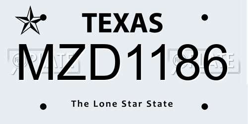 MZD1186 Texas License Plate
