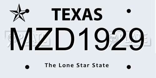 MZD1929 Texas License Plate