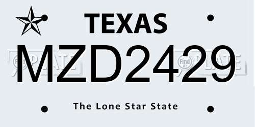 MZD2429 Texas License Plate