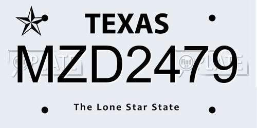 MZD2479 Texas License Plate