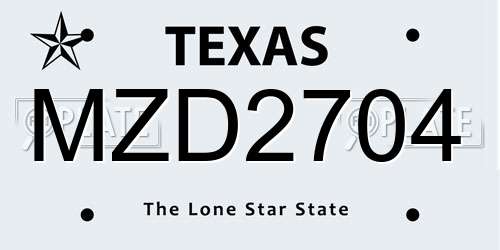 MZD2704 Texas License Plate