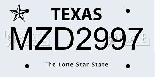 MZD2997 Texas License Plate
