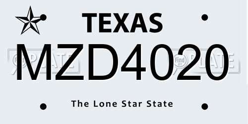 MZD4020 Texas License Plate
