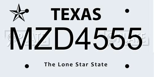 MZD4555 Texas License Plate