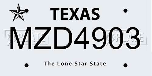 MZD4903 Texas License Plate