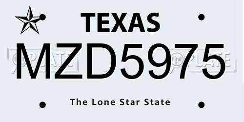 MZD5975 Texas License Plate