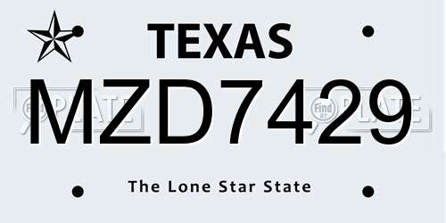 MZD7429 Texas License Plate