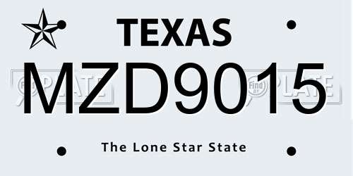 MZD9015 Texas License Plate