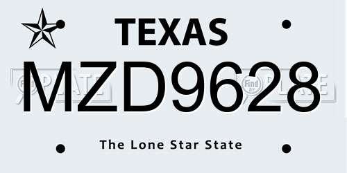 MZD9628 Texas License Plate