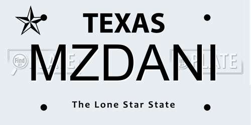 MZDANI Texas License Plate