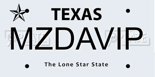 MZDAVIP Texas License Plate