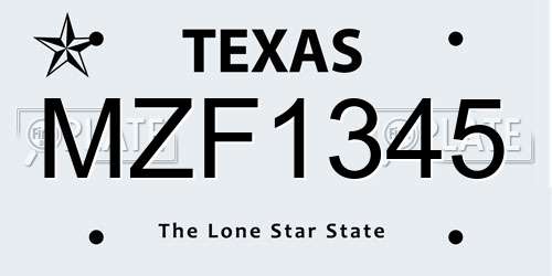 MZF1345 Texas License Plate