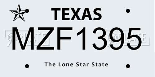 MZF1395 Texas License Plate