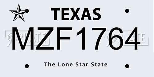 MZF1764 Texas License Plate
