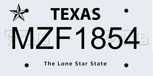 MZF1854 Texas License Plate