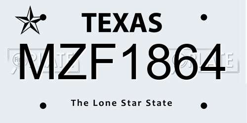MZF1864 Texas License Plate