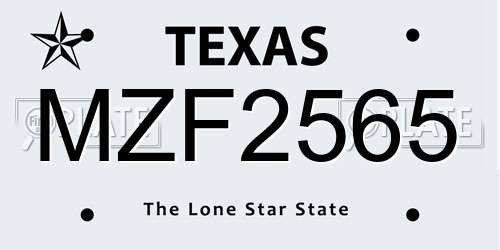 MZF2565 Texas License Plate