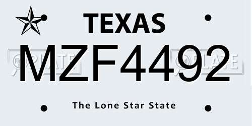 MZF4492 Texas License Plate