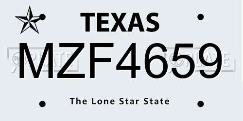 MZF4659 Texas License Plate