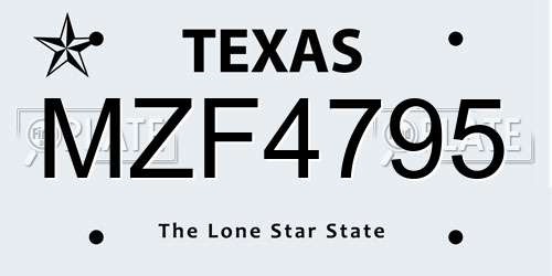 MZF4795 Texas License Plate