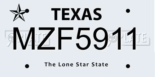 MZF5911 Texas License Plate