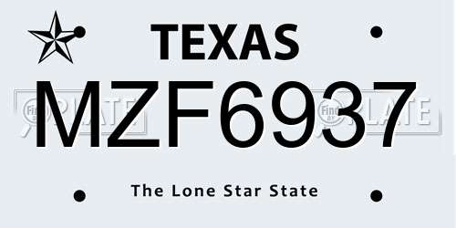 MZF6937 Texas License Plate