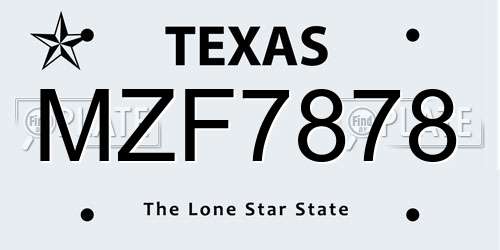 MZF7878 Texas License Plate