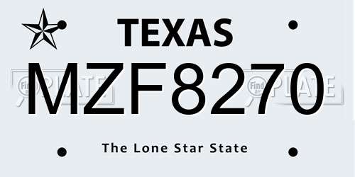 MZF8270 Texas License Plate