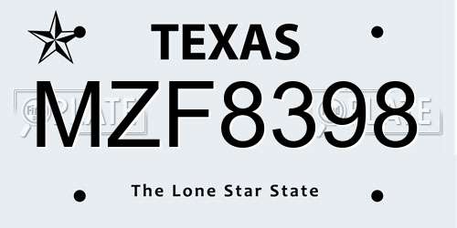 MZF8398 Texas License Plate