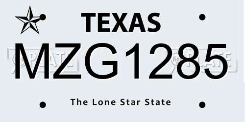 MZG1285 Texas License Plate