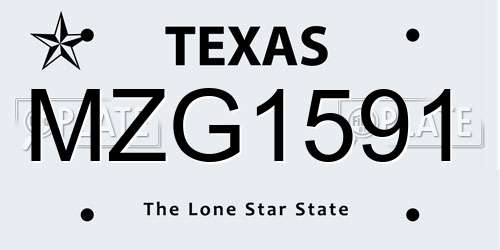 MZG1591 Texas License Plate