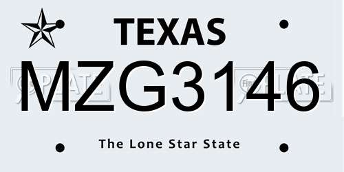 MZG3146 Texas License Plate