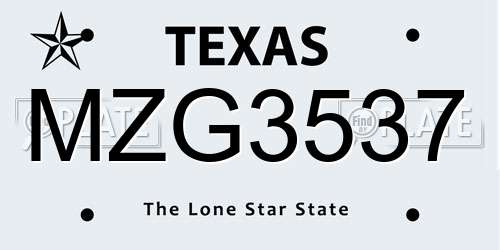 MZG3537 Texas License Plate