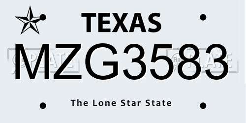 MZG3583 Texas License Plate