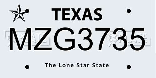 MZG3735 Texas License Plate