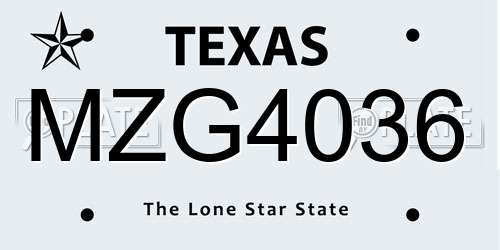 MZG4036 Texas License Plate
