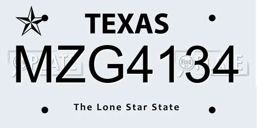 MZG4134 Texas License Plate