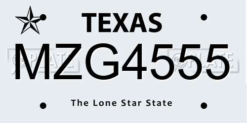 MZG4555 Texas License Plate