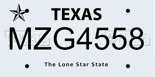 MZG4558 Texas License Plate