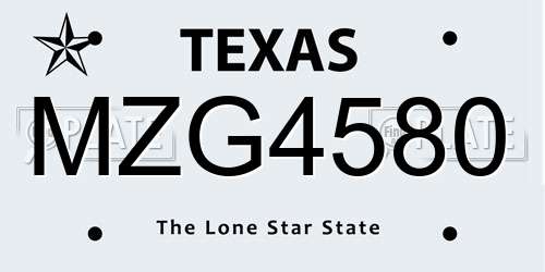 MZG4580 Texas License Plate