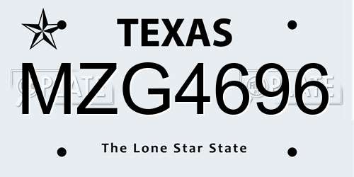 MZG4696 Texas License Plate