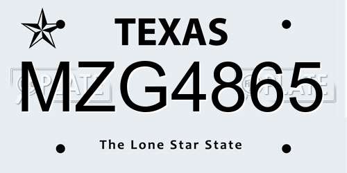 MZG4865 Texas License Plate